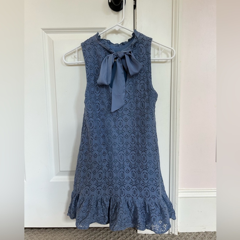 Blue Chelsea and Violet Dillards Dress        Tie  bow in the back  under layer